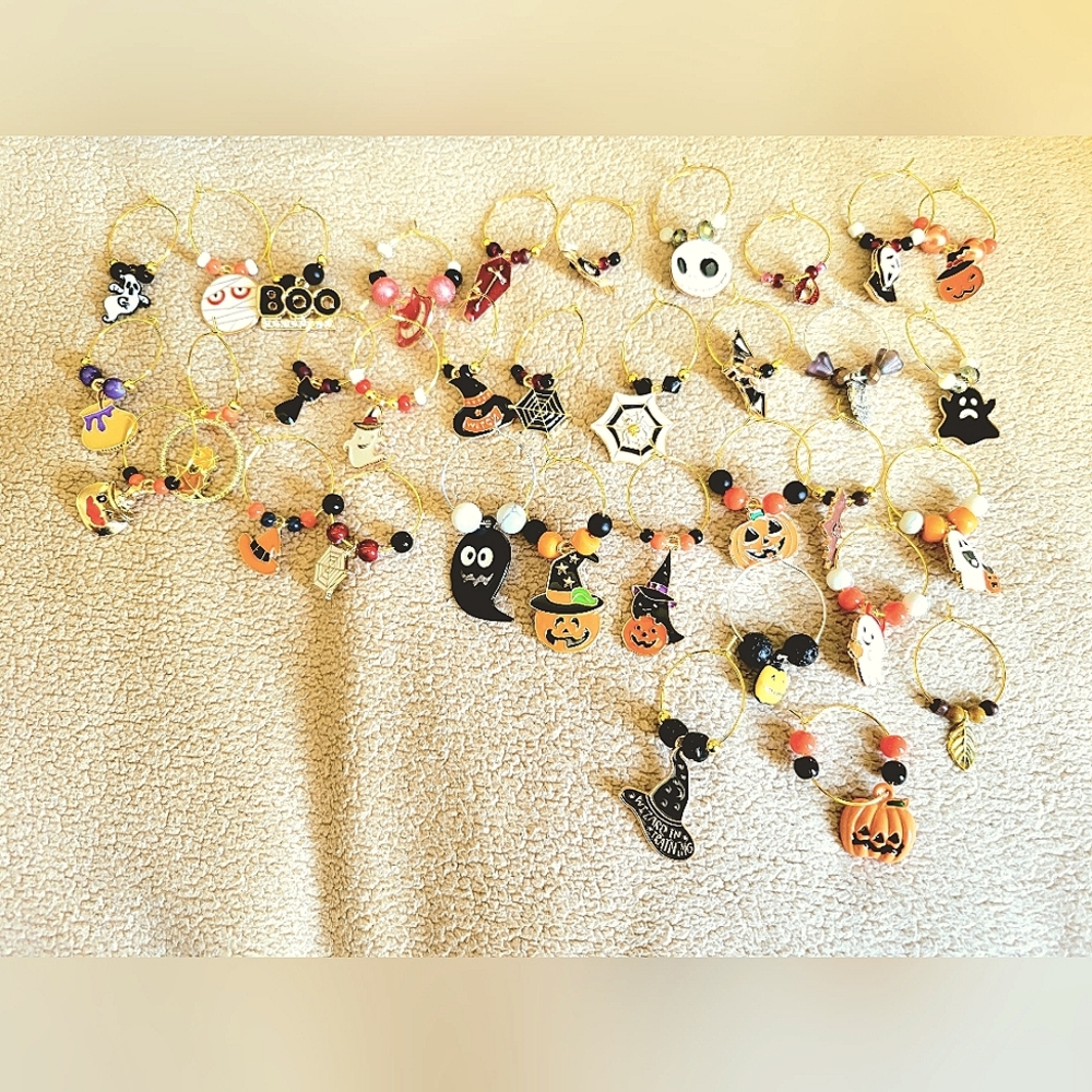 Halloween Theme Wine Glass Charms